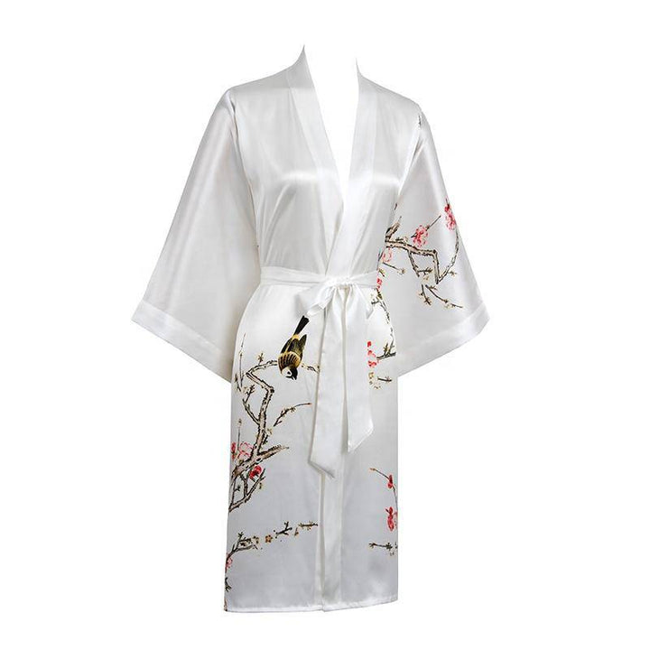 The Amara Printed Silk Kimono Robe