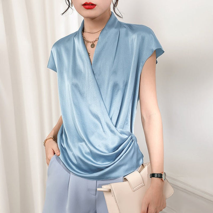 The Celeste Silk Drape Blouse