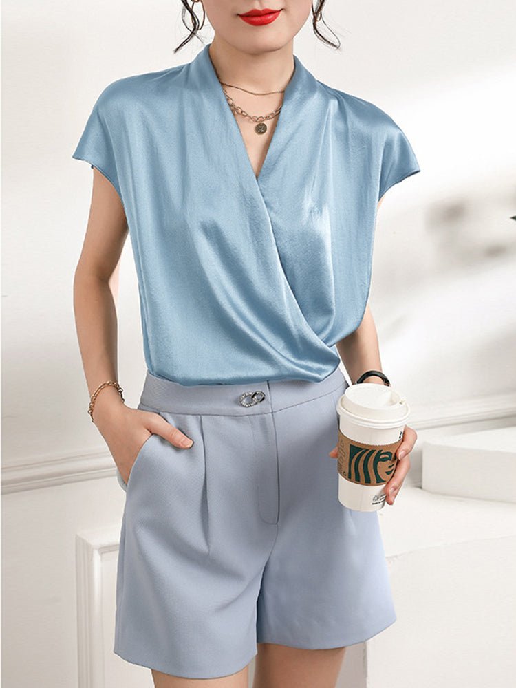 The Celeste Silk Drape Blouse