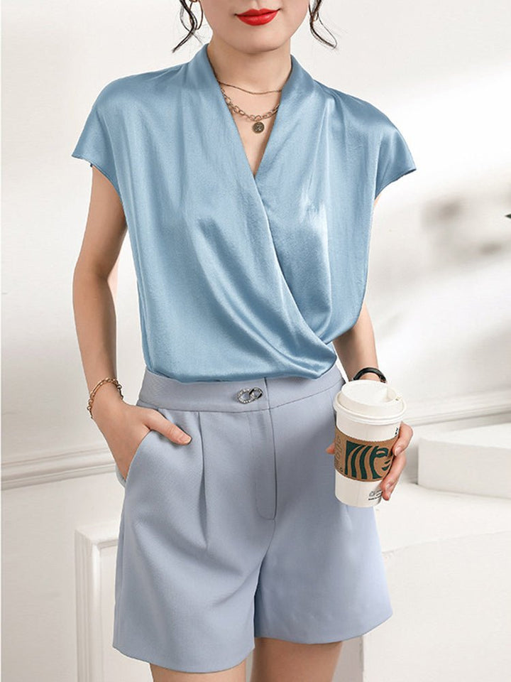 The Celeste Silk Drape Blouse