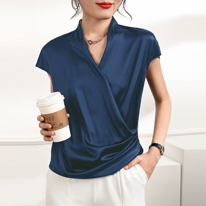 The Celeste Silk Drape Blouse