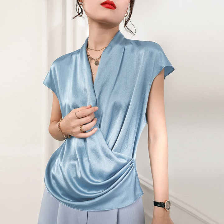 The Celeste Silk Drape Blouse