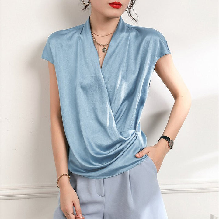 The Celeste Silk Drape Blouse