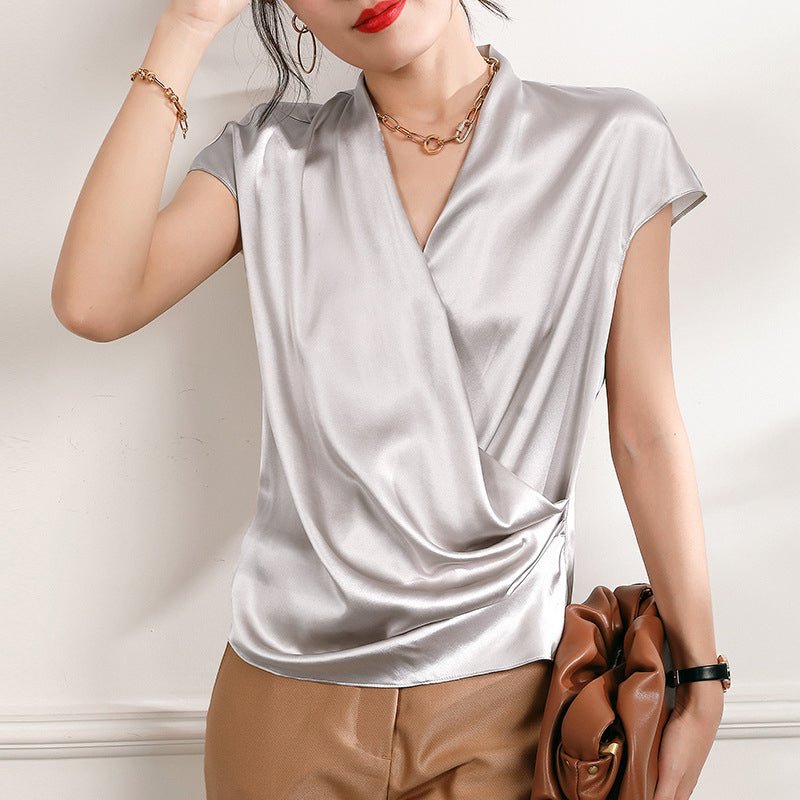 The Celeste Silk Drape Blouse