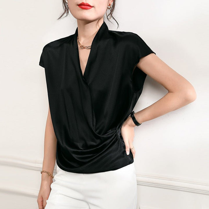 The Celeste Silk Drape Blouse