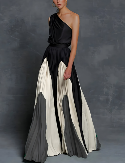 Matilda One-Shoulder Color Block Maxi Dress