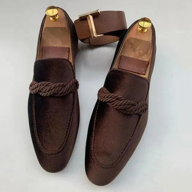 Velvet Rope-Detail Slip-On Loafers