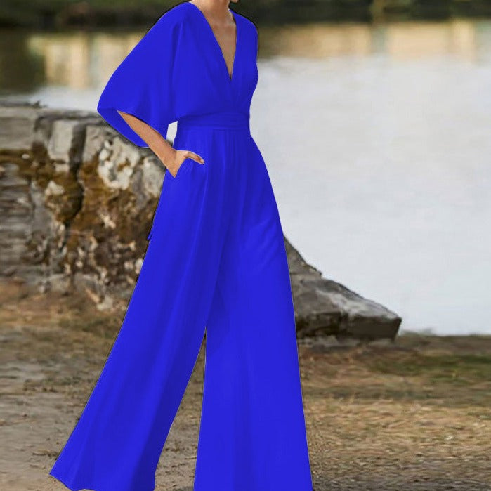 Meshy V-Neck Jumpsuit