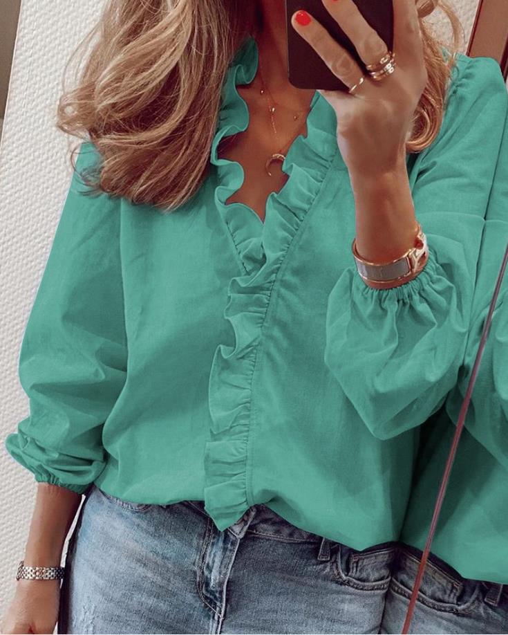 Elora Ruffled V-Neck Blouse