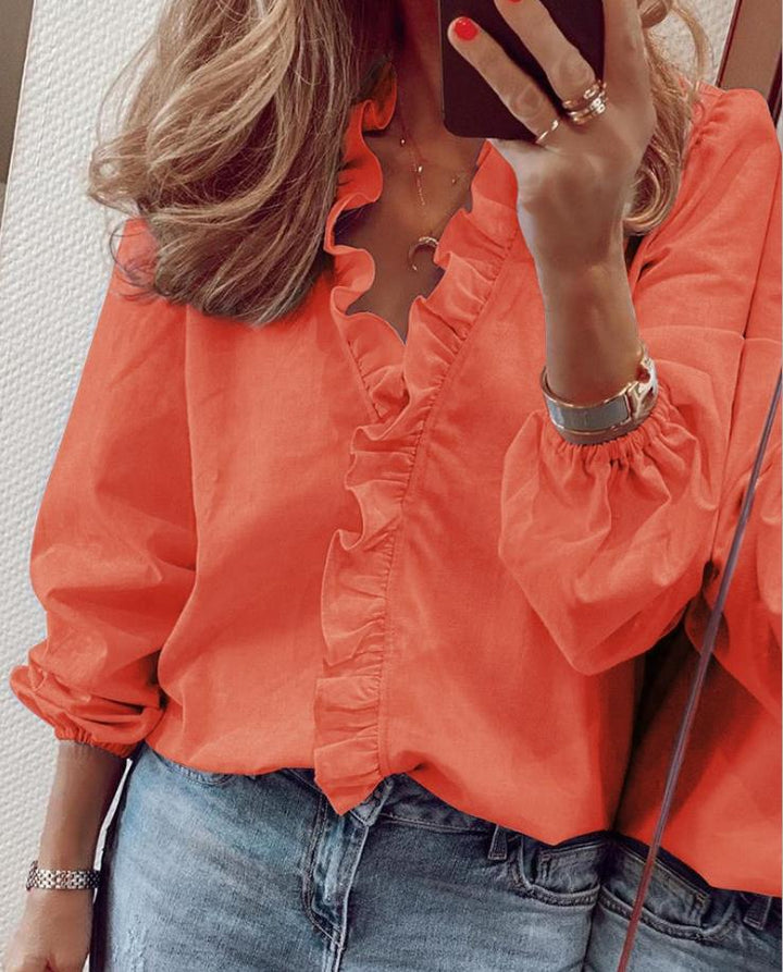 Elora Ruffled V-Neck Blouse