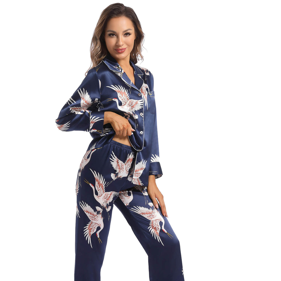 The Aurora Printed Silk Pajama Set