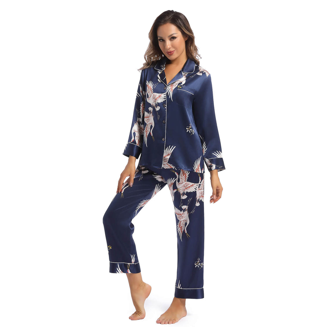 The Aurora Printed Silk Pajama Set