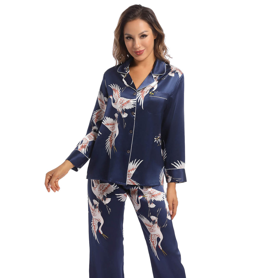 The Aurora Printed Silk Pajama Set