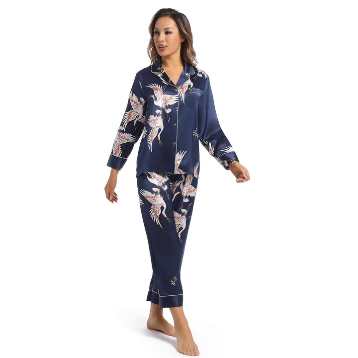The Aurora Printed Silk Pajama Set
