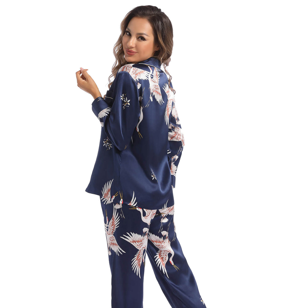 The Aurora Printed Silk Pajama Set